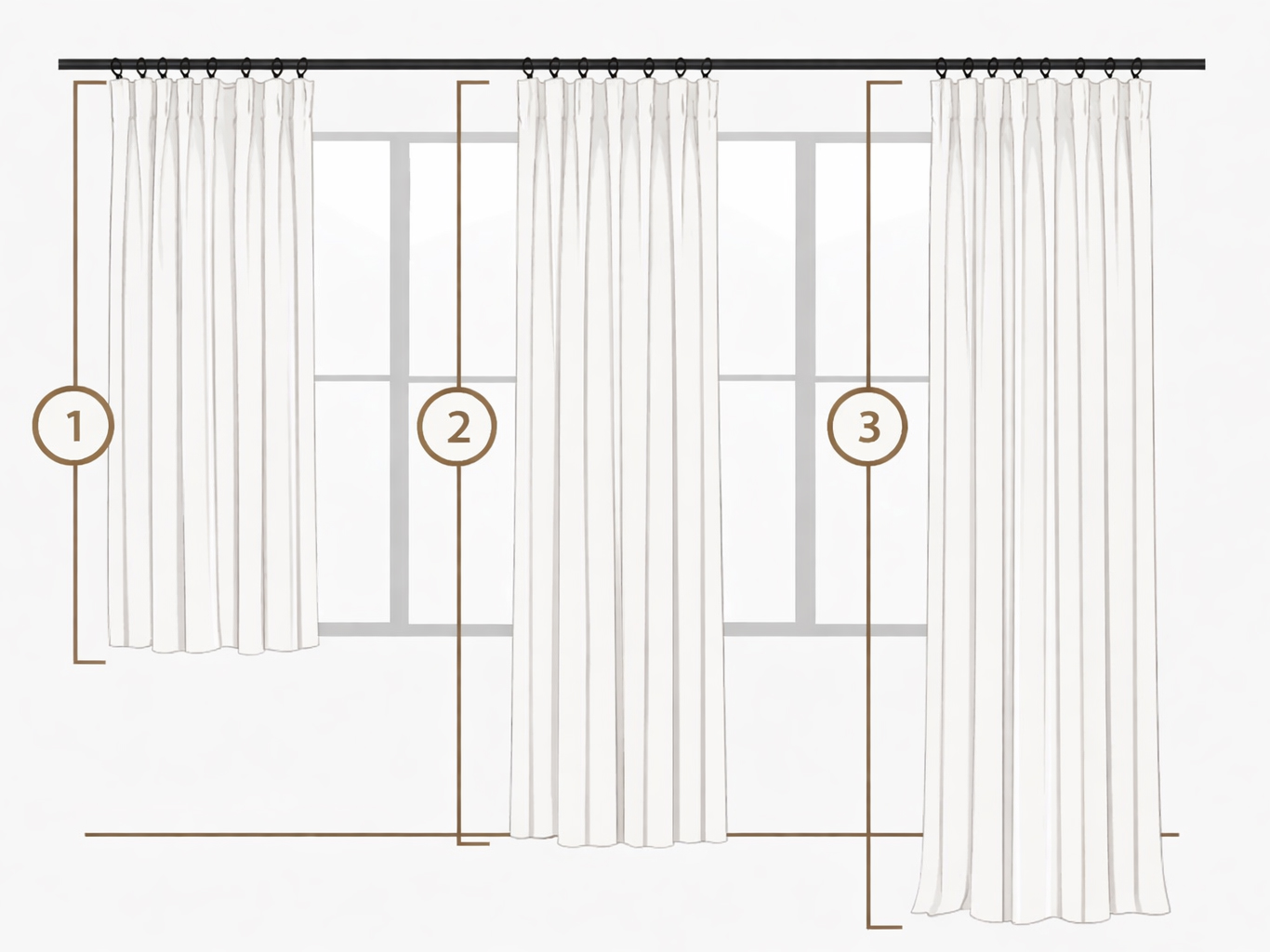 Find the ideal curtain rod placement to enhance window height, width, and overall visual balance.
